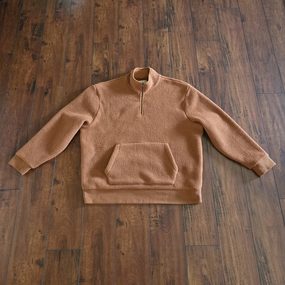 Madewell Men's Brown Rust (Re)Sourced Sherpa Half Zip Pullover Sweatshirt Sz XL - Picture 6 of 12